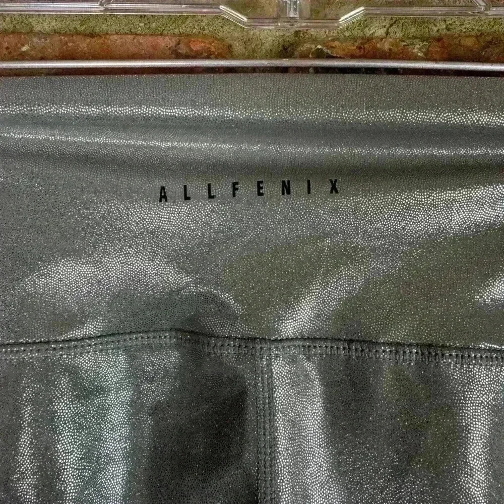 ALLFENIX Anthropologie Liquid Silver Metallic High Rise 7/8 Leggings Sz Small - Picture 3 of 4